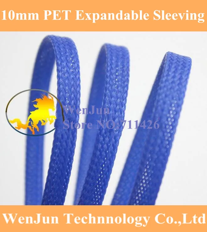 

10 мм PET расширяемая змеиная сетевая проволочная плетеная сетка для кабеля питания --- синий цвет