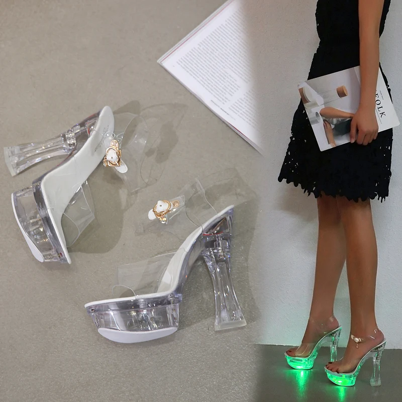 Пикантные Клубные женские босоножки; Свадебная обувь; коллекция года; босоножки для ночного клуба; Водонепроницаемая женская обувь с прозрачной подошвой; Танцевальная обувь со стальным голенищем