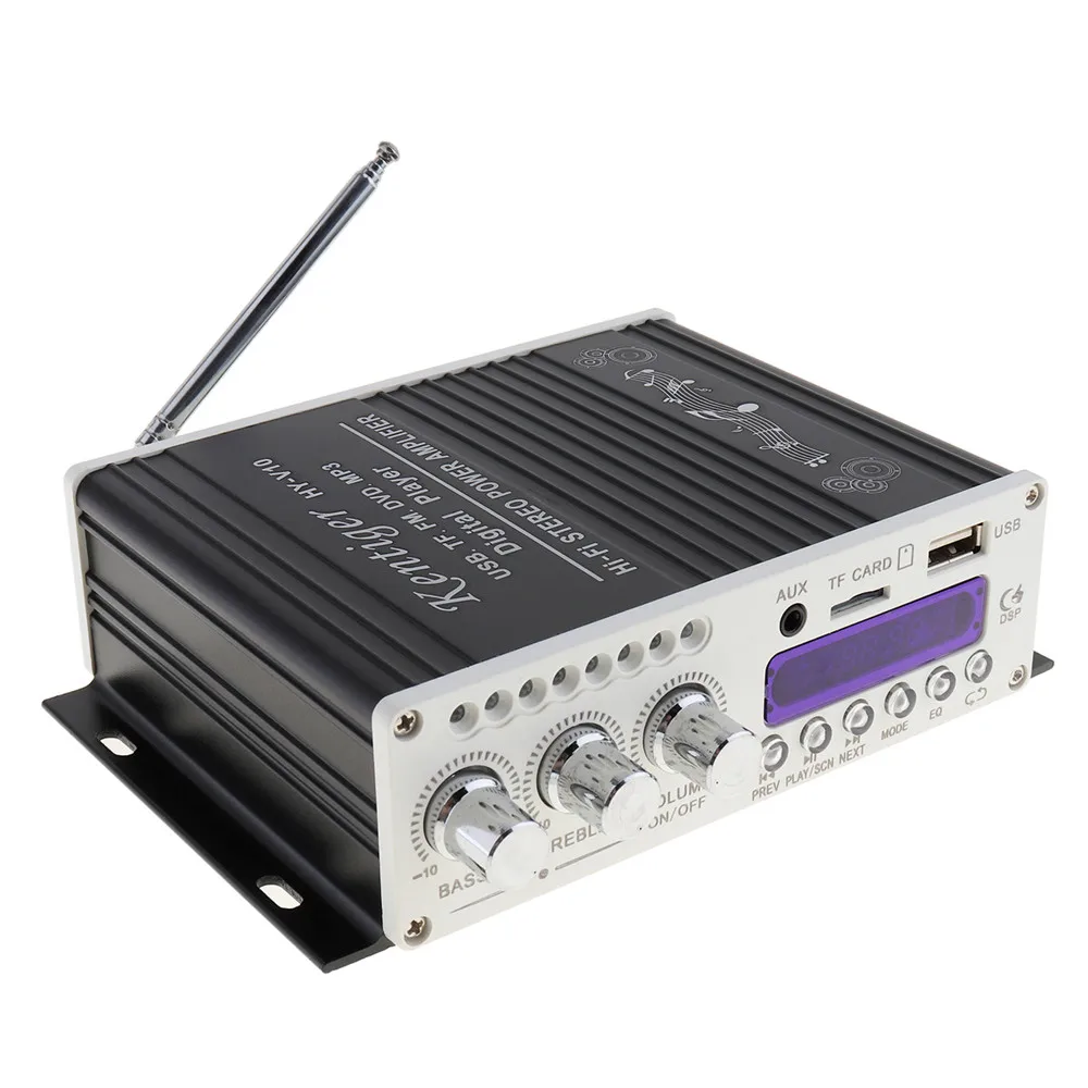 Kentiger DC12V 5A 20 Вт x 2 2CH Hi-Fi Bluetooth автомобильный аудио усилитель мощности fm-радио плеер Поддержка SD/USB/DVD/MP3 вход