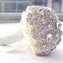 Хрустальный свадебный букет роскошный свадебный цветок аксессуары ручной свадебный букет Рамо повязка на голову Новия брошь высокого качества