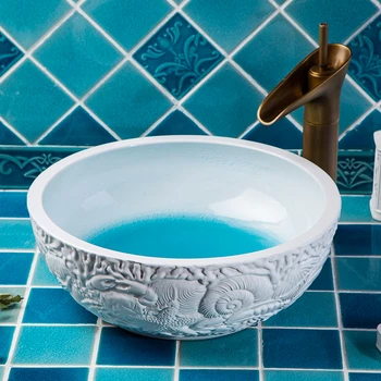 

Europe Vintage Style Ceramic Art Basin Sink Counter Top Wash Basin Bathroom Sink vanities ceramic washbasin design bathroom sink