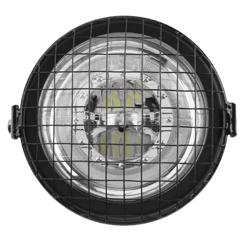 

VODOOL DC 12V Motorcycle Headlight Angle Eye LED Headlamp with Bracket+ Grille Cover Shockproof Motor Head Light 6000K