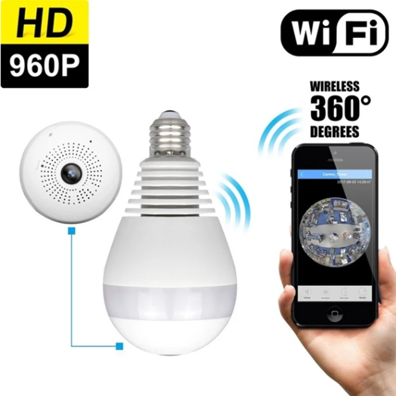 960p wifi Panoramic 360 degree camera Wireless IP Light bulb mini Camera 3D VR Security Nanny Night Vision secret hidden TFcard