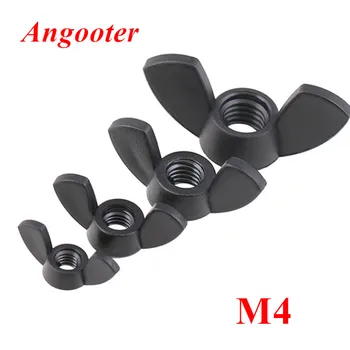 

100pcs M4 Wing Nuts DIN315 Hand Tighten Nylon Nut Wingnut Butterfly Nut Ingot Plastic Thumb nut