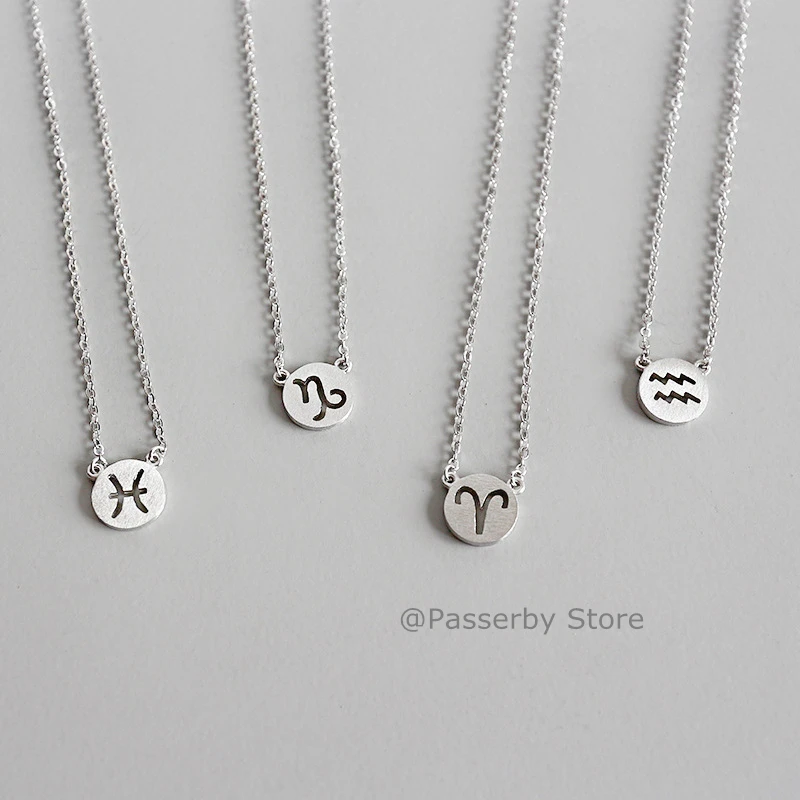 

Silver 925 Necklace The Sign of Twelve Constellations Necklace of Zodiac Pisces Cancer Capricorn Taurus for Women 1 Piece