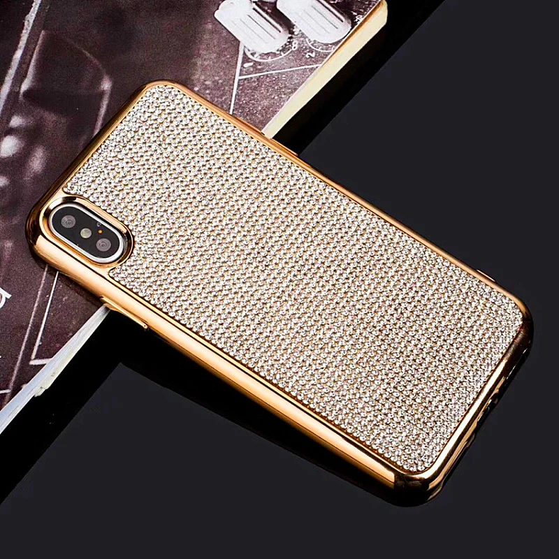 Luxury Bling Glitter metal diamond case for iPhone X 7 8 6 Plus 5.5 inch rhinestone (1)