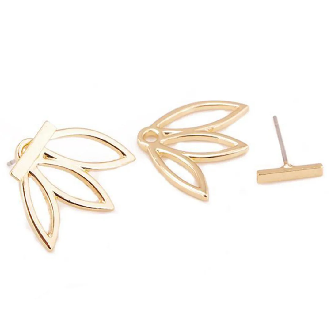 Shellhard Gold Silver Plated Earrings Ear Jacket Vintage Hollow Flower Lotus Earring Brincos Femme Bijoux For Women Jewelry