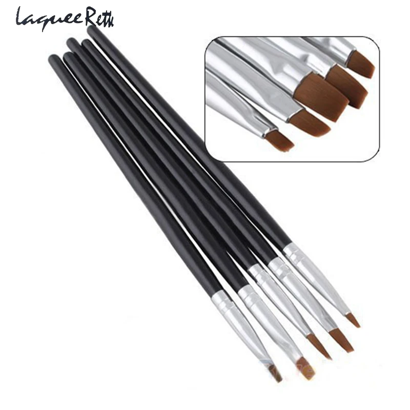 5pcs Brush Flat Painting Drawing Pen Nail Art Brushes French Acrylic