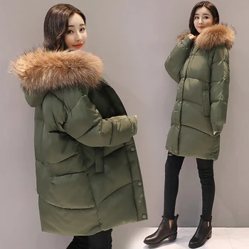 

2020 New yellow Winter Jacket Women Parka Fake Fur Collar Down Wadded Female outerwear Cotton-Padded Jackets Women Winter Coat