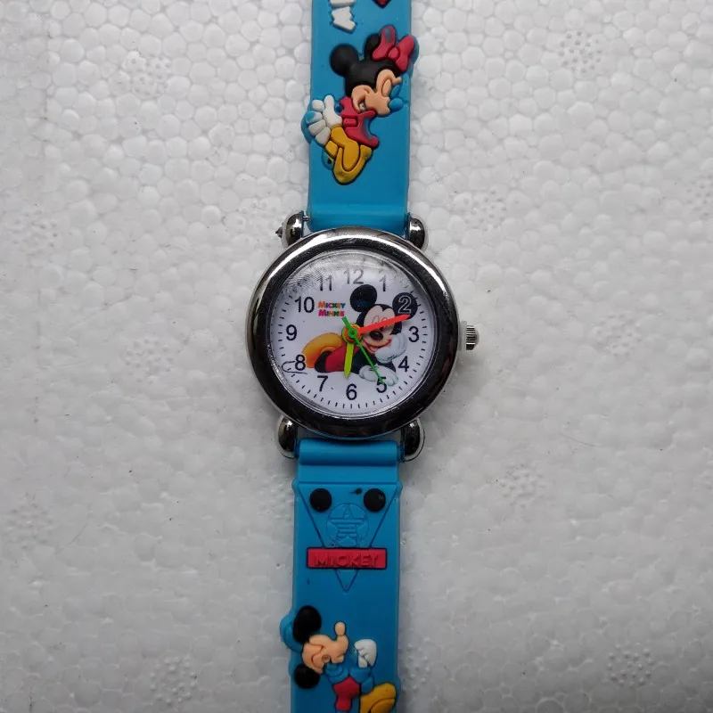 4 стиля 3D мультфильм Микки часы детские часы для девочек и мальчиков студентов кварцевые наручные часы - Цвет: Хаки