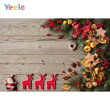 

Yeele Christmas Photocall Wooden Board Fruits Leaves Stars Baby Photography Backgrounds Photographic Backdrops for Photo Studio