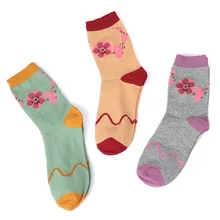 Осень Зима Женский стиль растения теплые носки модные милые мягкие вишневые цветы дизайн женские хлопковые носки женские носки Sokken