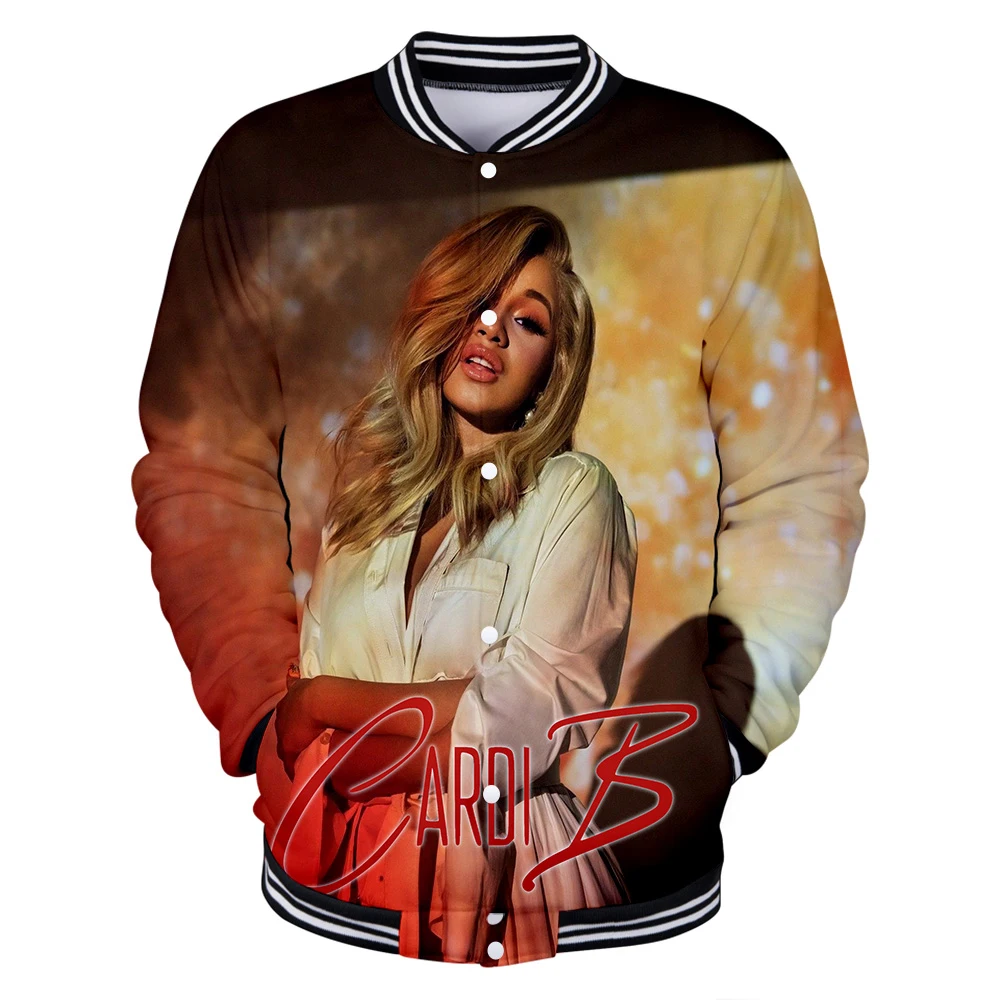 Ideal  3D Baseball Jacket Women Men Print Cardi B singer Sweatshirts Casual 3D Print Cardi B Womens Baseba