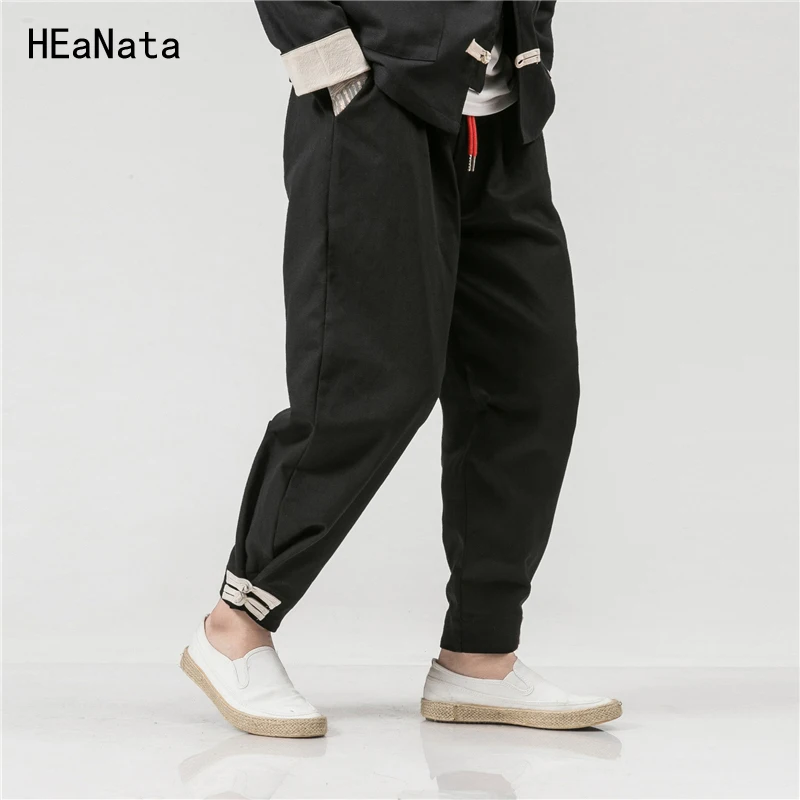 

2019 Autumn Men Harem Pants Cotton Solid Male Jogging Pants Harajuku Hip Hop Loose Vintage Straight Trousers Plus Size M-5XL New