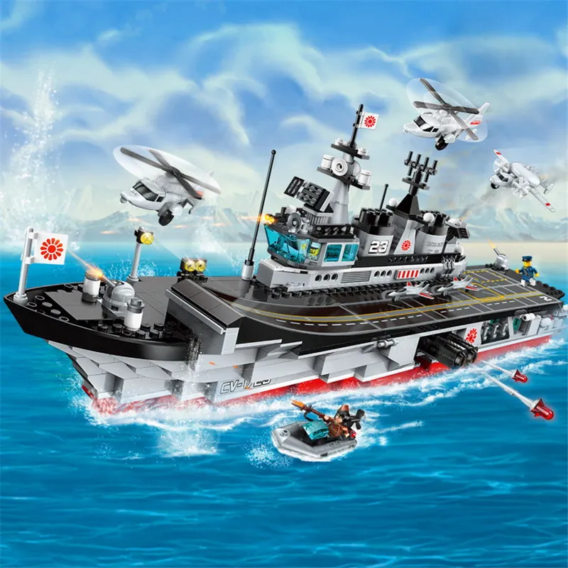 

ENLIGHTEN 1723 Military Aircraft Carrier Helicopter Figure Blocks Compatible Legoe Construction Building Brick Toys For Children