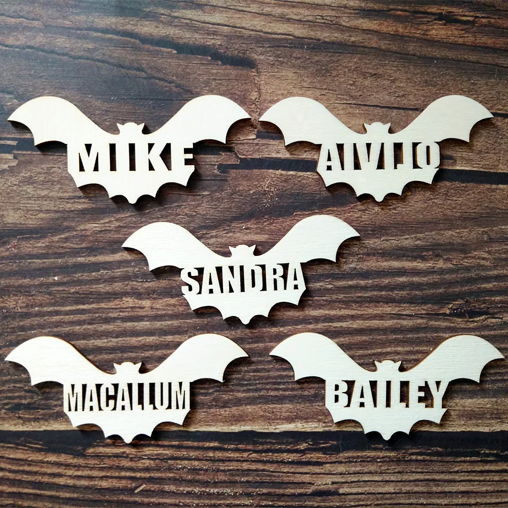 10pcs wooden custom personalized bat shape 10 different names