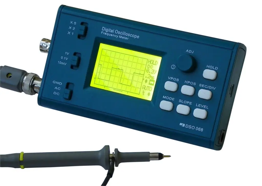 LCD Digital Storage Oscilloscope/Frequency Meter DIY Kit with Professional BNC Probe USB Interface DSO 20MSa/s 3MHz