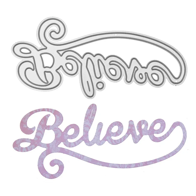 

Word Believe Metal Cutting Dies Stencil for DIY Scrapbooking Photo Album Embossing Paper Cards Making Decorative Crafts Die Cuts