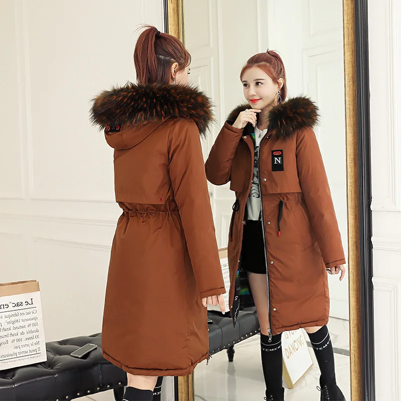 2019 winter women long parkas feminina cotton padded thick down jackets down parkas outerwear hooded collar warm coats mujer