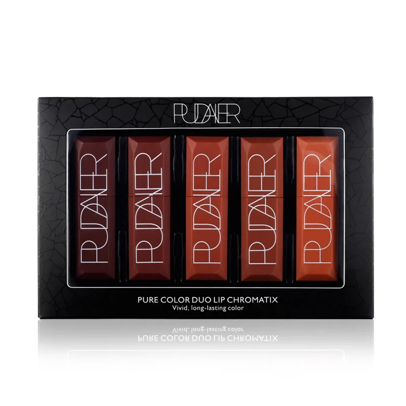 

Pudaier 5 Colors/Set Waterproof Lipstick Long Lasting Makeup Cosmetics Matte Liquid Lip Sitck Beauty Red Lipstick Set