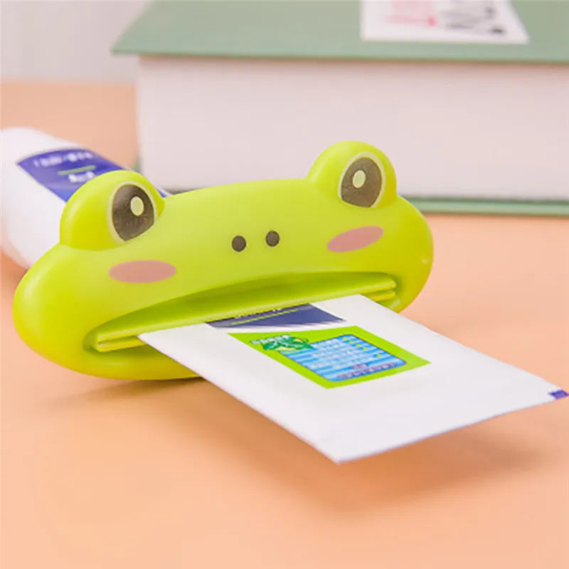 ISHOWTIENDA 1PCS 9cm x 4 cm Cute Animal Bathroom Home Tube Rolling Holder Toothpaste Squeezer Easy Cartoon Toothpaste Dispenser