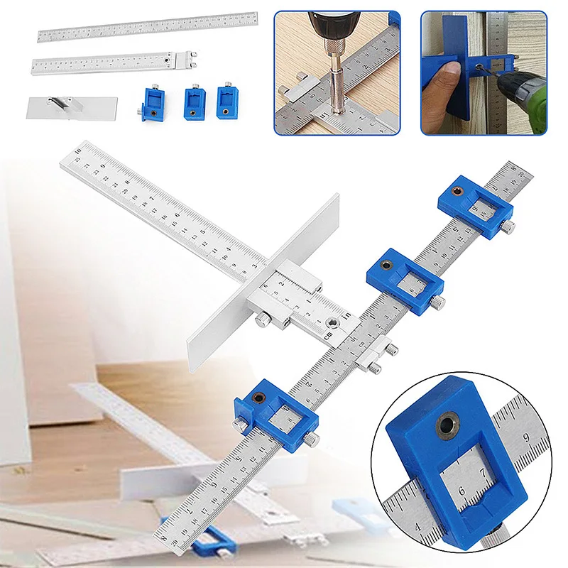 Деревообрабатывающий позиционер для сверления 0-25 см, алюминиевая позиционная фурнитура для шкафа, Набор стрелок, направляющая сверла, раздвижная гайка