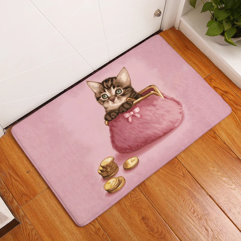 Мультяшный стиль чашки кошек печать ковры противоскользящие напольные коврики домашние коврики животные передняя дверь коврики
