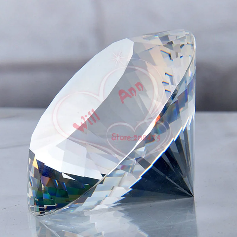 

Large 120MM Clear Multi-faceted Crystal Diamond Paperweight Party Wedding Decorations Centerpiece