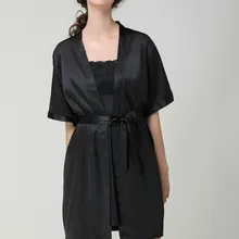 Женская атласная Ночная сорочка и халат устанавливает babydoll летние легкие короткие, должен Пижама