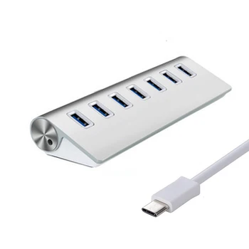 

Thunderbolt 3 USB Type c Hub USB-C Dock Dongle with 7 Ports USB 3.0 5Gbps High Speed USB Type-c Silver for Macbook Pro