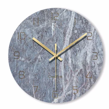 

12 INCH Round Wall Clock Simple Decorative Nordic Modern Marble Clock Wall Clock for Living Room Kitchen Office Bedroom