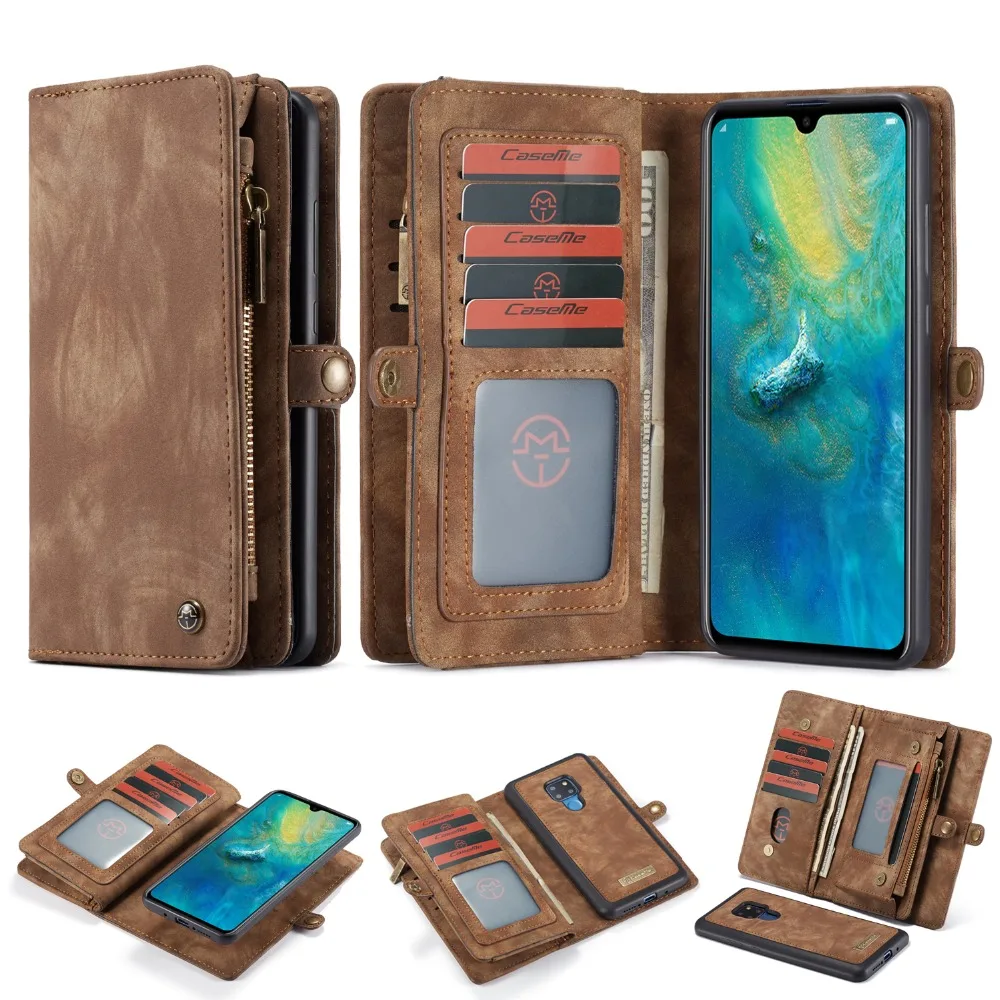 CaseMe-For-Huawei-Mate-20-Pro-Phone-Cases-Genuine-Leather-Zipper-Multifunctional-Wallet-2-In1-Design (3)