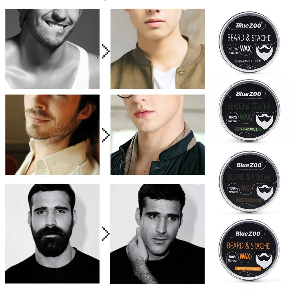 30 г мужчины питают усы воск крем для бритья коробка-упакован ароматный разглаживающий Уход Бальзам для бороды натуральный не ароматизированный утолщающий увлажняющий