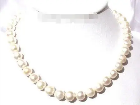 

Free Shipping >>> luster 17" 10mm white FW Pearls necklace 14KT clasp