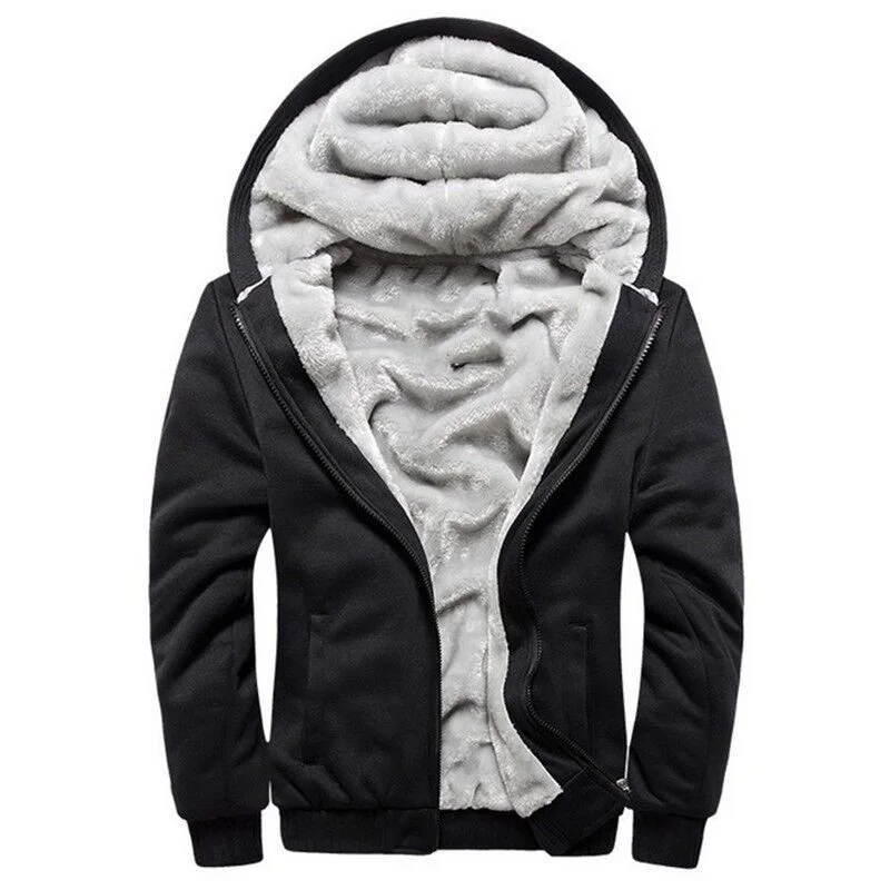 Russian Size Men's Coat Warm hooded Jacket Men Inner Velvet  Autumn Winter Wool Brand Streetwear Male Slim Fit jaqueta masculin