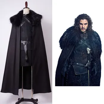 

GoT Game of Thrones Jon Snow Cosplay Costume Night's Watch Outfit Halloween Costume Men Full Set Uniform Adult