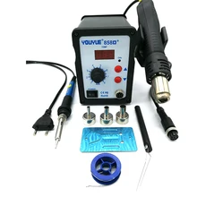 Пистолет горячего воздуха 858D+ паяльная станция тепловой пистолет для снятия припоя станция с паяльником+ аксессуары