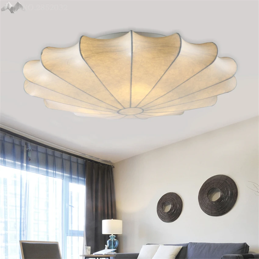 Новые китайские простые шелковые светодиодные потолочные светильники лампа с плафоном для дома гостиной Потолочные светильники