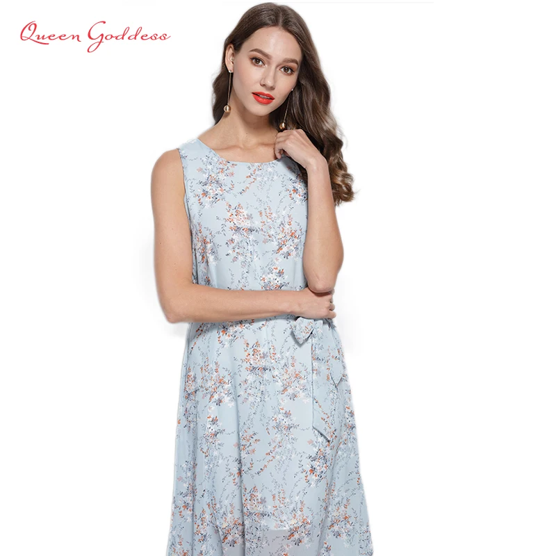 

Summer prairie chic style long A-line Dress Plus size loose type lace up Dress women print chiffon dress Female causal robe