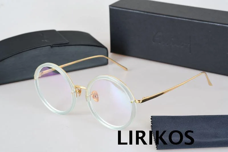 LIRIKOS чистого титана Антикоррозийные гранни шикарные закругленные очки для чтения прозрачные линзы для глаз мужские очки аксессуары - Цвет оправы: GREEN