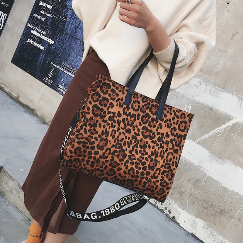 

INS style BIG Bags for women 2018 Plush one-shoulder leopard tote bag large-capacity wild handbag luxury handbags bags designer