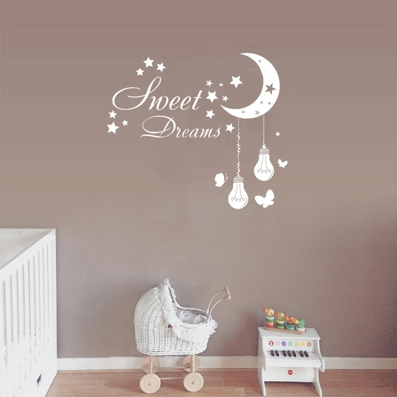 

STIZZY Wall Decal Moon Stars Pattern Quote Sweet Dreams Wall Stickers For Baby Nursery Decoration Interior Home Decor Gifts A406