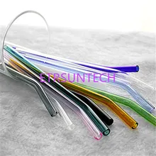 200 шт красочные стеклянные соломинки изогнутые 20 см x 8 мм соломинки многоразовые трубочки здоровые, многоразовые, экологичные с фабрики