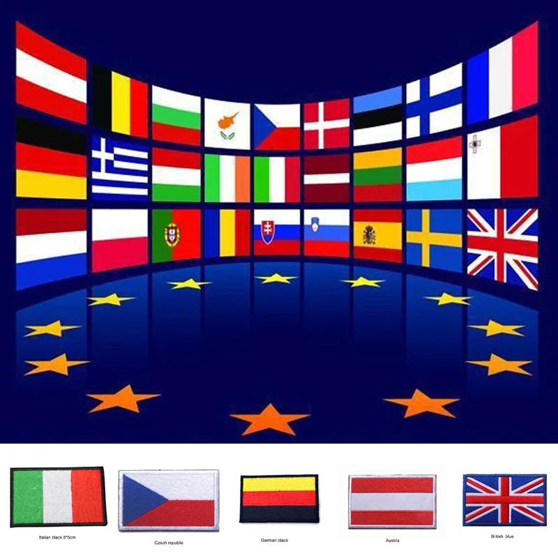 

Patch Applique Badges Patches Russia Spain France UK Personality Embroidery Design Country Flag Europe National Hook Loop Sewing