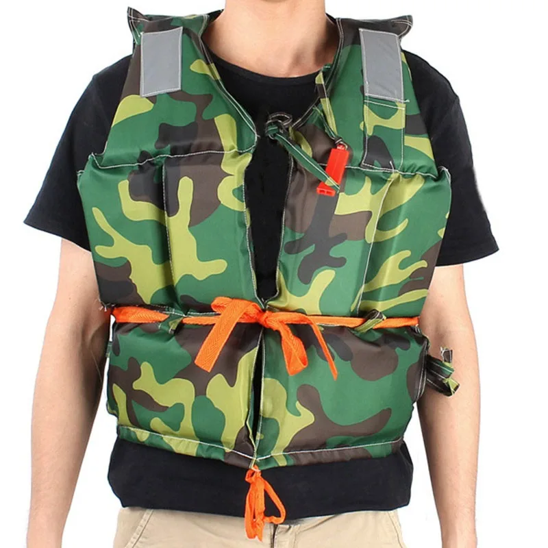 

Water Sport Life Vest Boating Safety Swimming Adult Life Jacket Survival Kit Inflatable Buoyancy Aid Camouflage Floating Foam