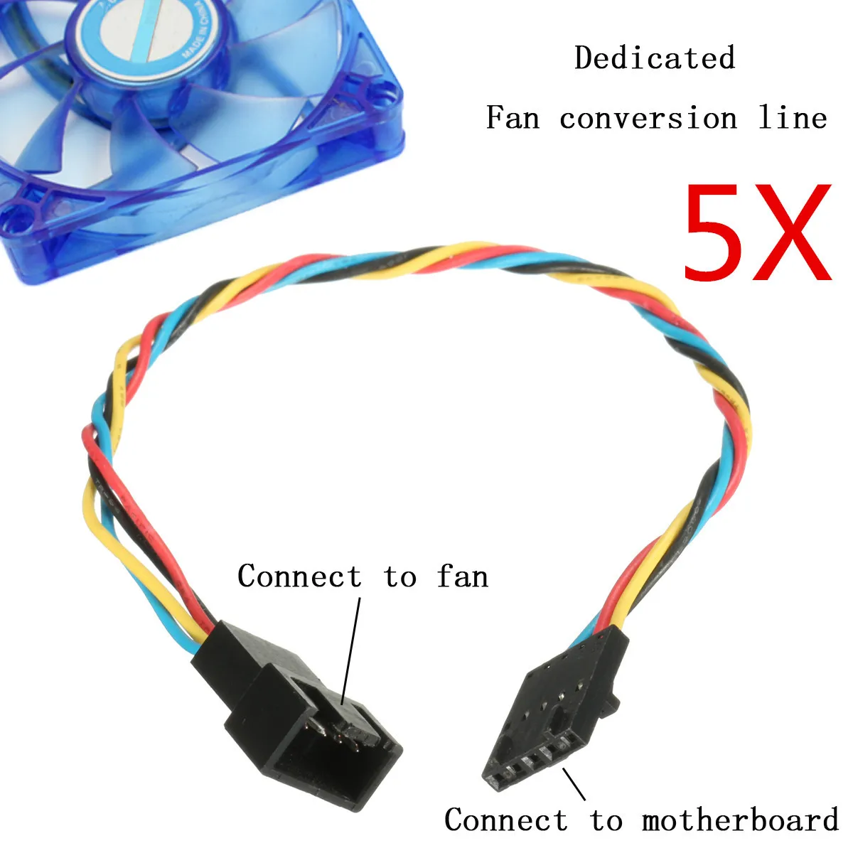 1Pcs Fan Adapter Convertion Cable5 Pin to 4 Wire Splitter Computer CPU
