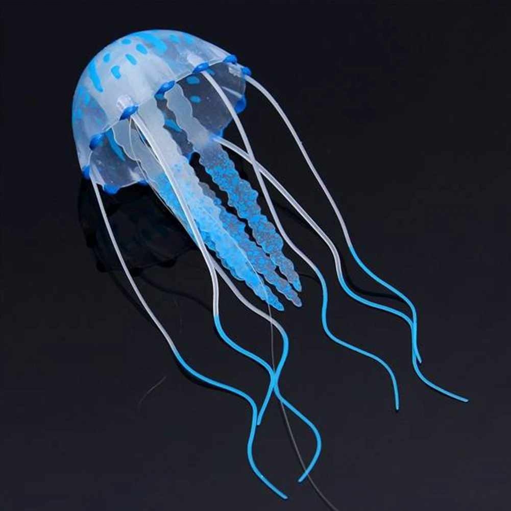 5.5cm*18cm Lovely Silicone Glowing Effect Artificial Jellyfish Fish Tank Aquarium Decoration Beautiful Ornament