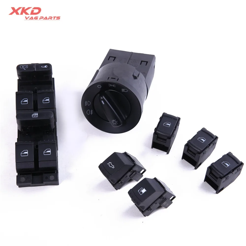 

7X Headlight Window Trunk Tank Switch Set For Bora Jetta Golf MK4 Passat B5 1C0 941 531 A 1J4 959 857 D 3B0 959 855 B