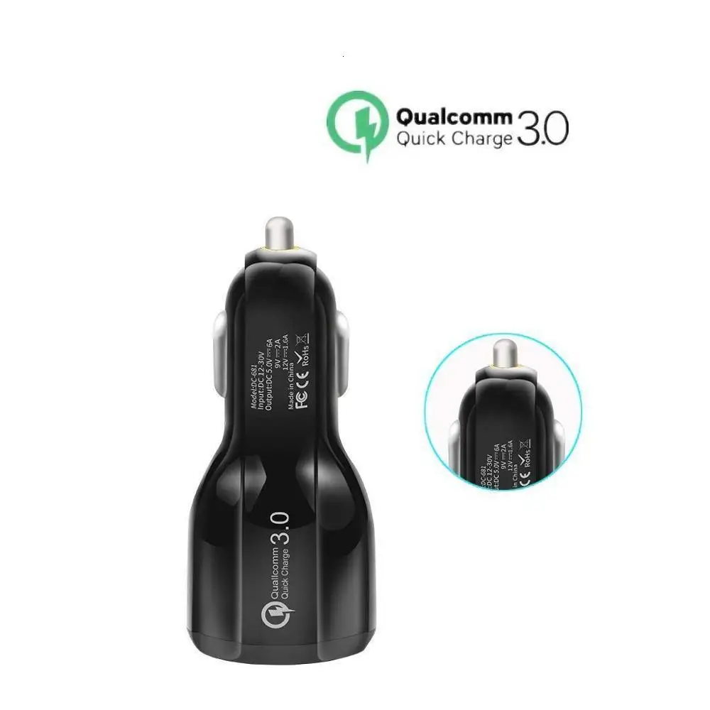 سريع تهمة 3.0 شاحن سيارة للهاتف المحمول 2 ميناء USB شاحن سيارة محول الشحن ل فون سامسونج اللوحي سيارة-شاحن سريع