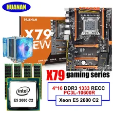 Huanan deluxe x79 lga2011 마더 보드 cpu ram 콤보 세트 xeon e5 2680 c2 ram 64g (4*16g) ddr3 1333 mhz recc cpu 쿨러 포함(China)